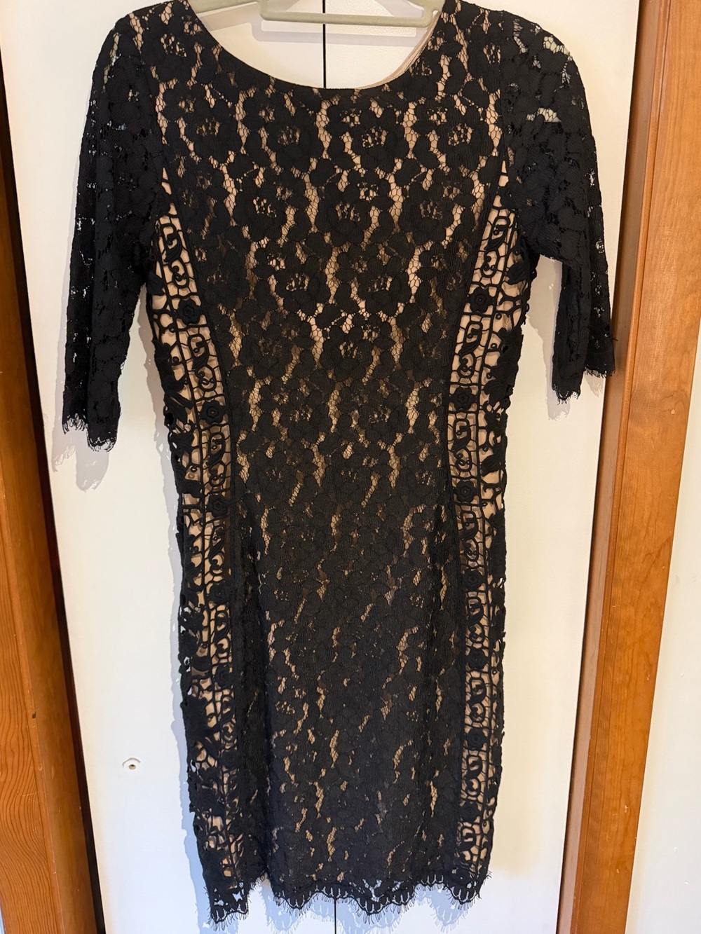 Black Lace Sheath Dress Gothic Chic Romantic Classic Evening Style - Size 6